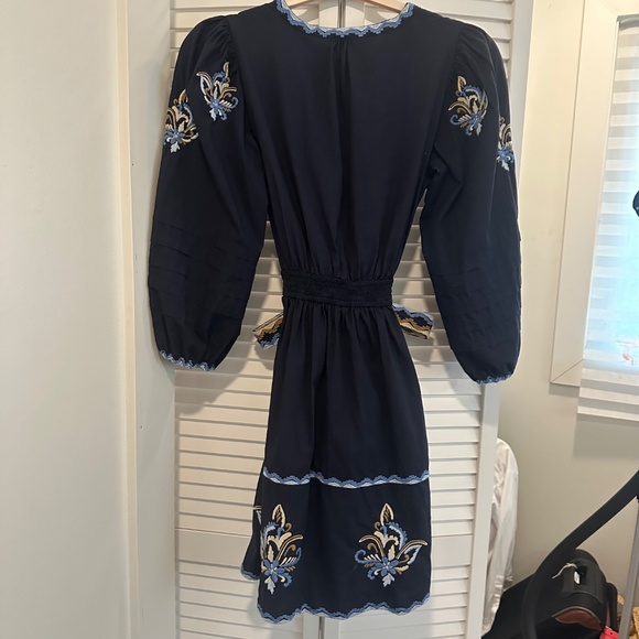 NWT Shoshanna Navy Blue Barkley Mini Dress with Embroidery 2 - Picture 10 of 15